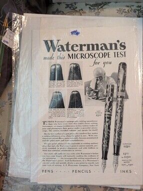 Waterman's Vintage Fountain Pen Advertisement Print - Black & White